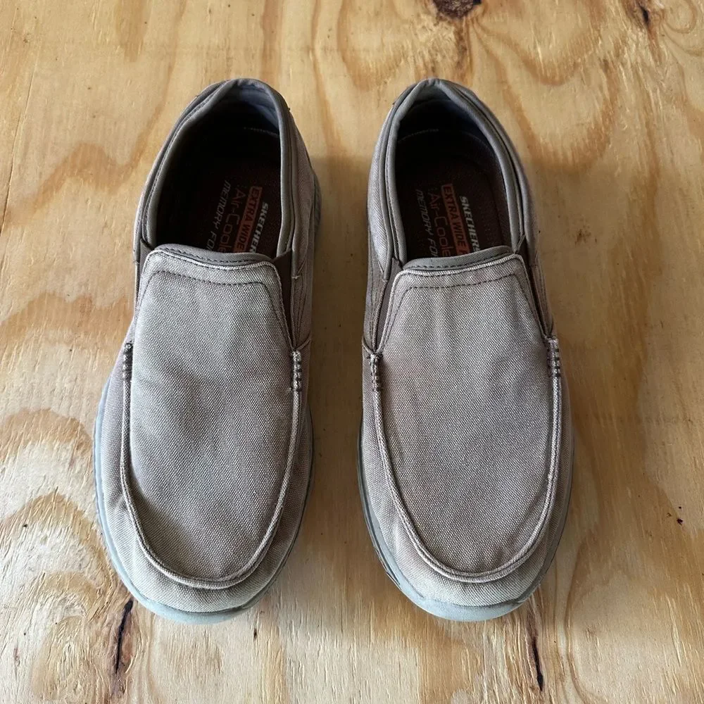 Skechers Mens Brown Wide Fit Slip On Loafers 10